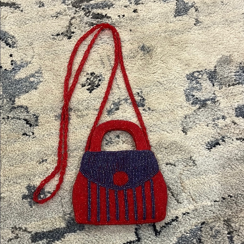 Red and Purple Beaded Handbag